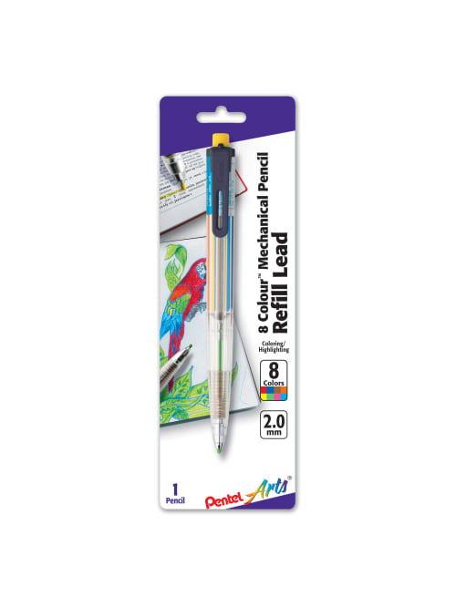 Pentel Arts 8 Colour Mechanical Pencil 2 0mm Clear Barrelassorted