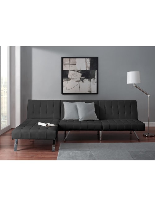 Dhp Emily Bonded Leather Chaise Lounger Black Office Depot