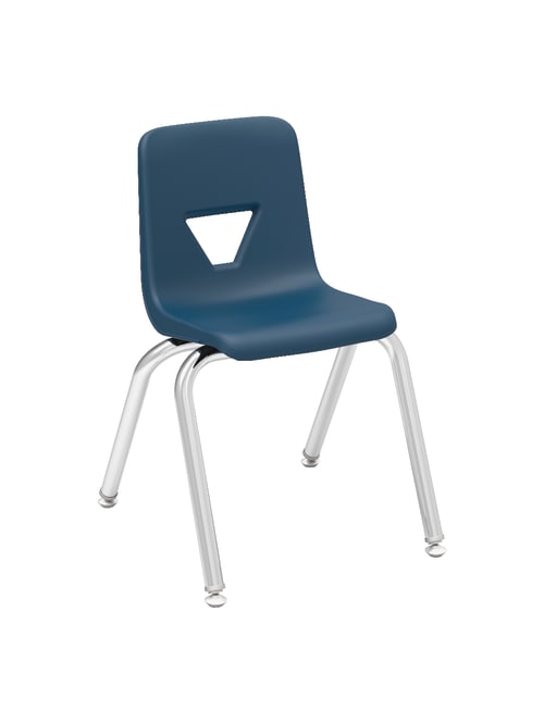 Lorell Classroom Student Plastic Seat Plastic Back Stacking Chair 14 14 Seat Width Navy Seatsilver Frame Quantity 4 Office Depot