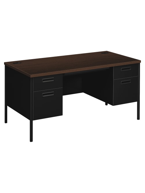 Hon Metro Classic Double Pedestal Desk 60 W Mochablack Office Depot