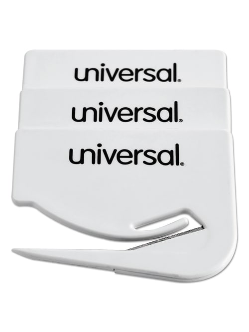 Universal Letter Slitter Steel Hand Letter Openers With Concealed Blade 2 12 White Pack Of 3 Office Depot