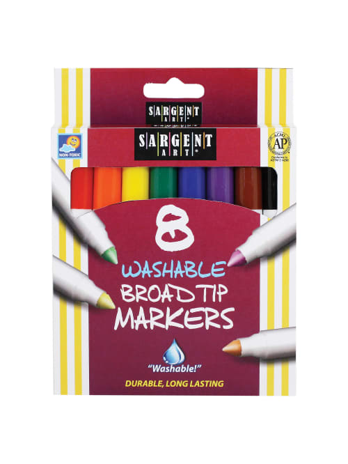 Sargent Art Washable Markers Broad Tip Assorted Colors Box Of 8 Office Depot