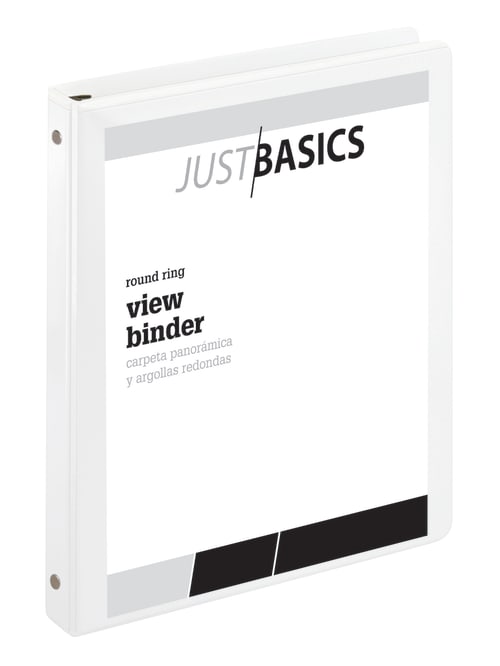 Just Basics View 3 Ring Binder 1 Round Rings 61percent Recycled White Pack Of 2 Office Depot