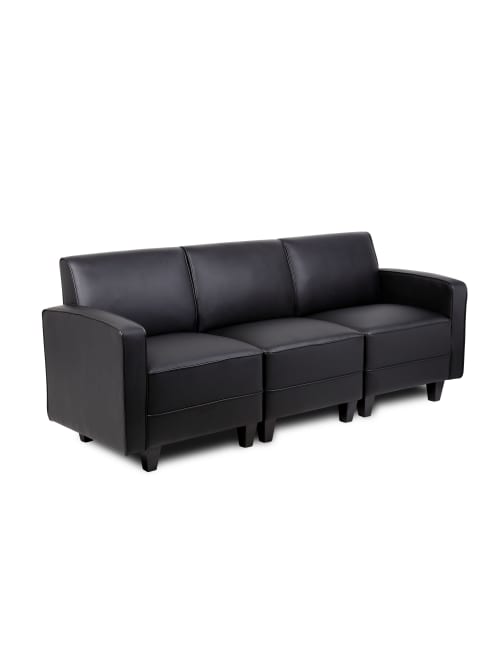 Boss Office Products 3 Seat Sectional Sofa With Arms Black