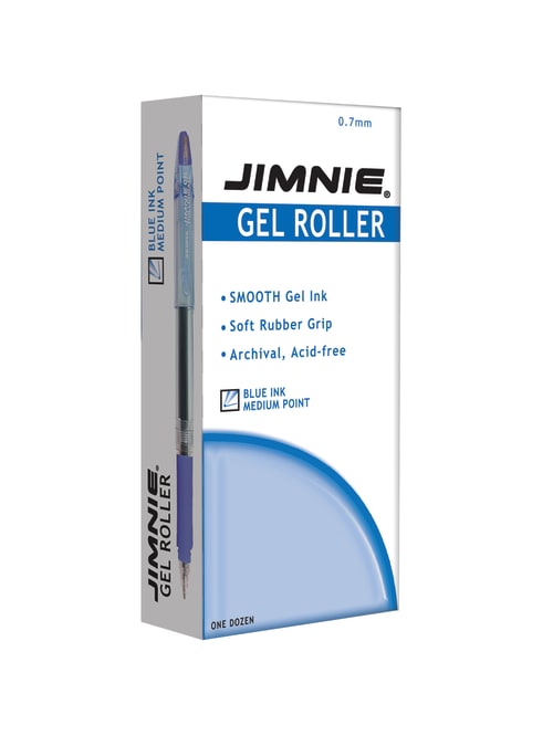 Zebra Jimnie Gel Ink Rollerball Pens Medium Point 0 7 Mm Blue Barrel Blue Ink Pack Of 12 Pens Office Depot