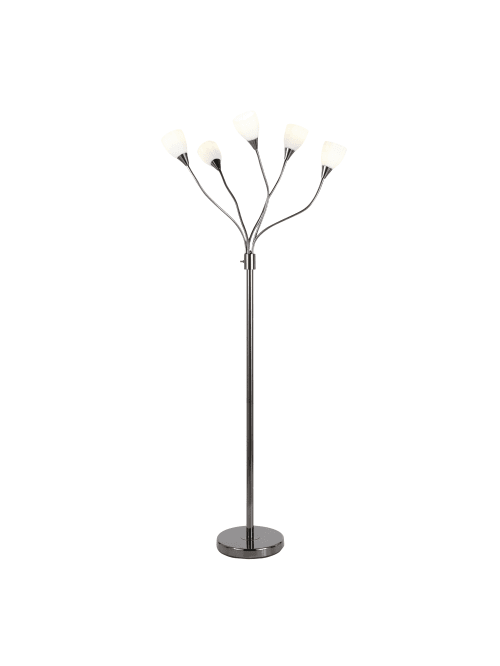 Lumisource Medusa Floor Lamp Whiteblack, Contemporary Five 5 Arm Floor Lamp