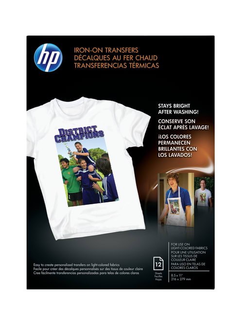 Hp Iron On T Shirt Transfers 8 12 X 11 Black Pack Of 10 Sheets