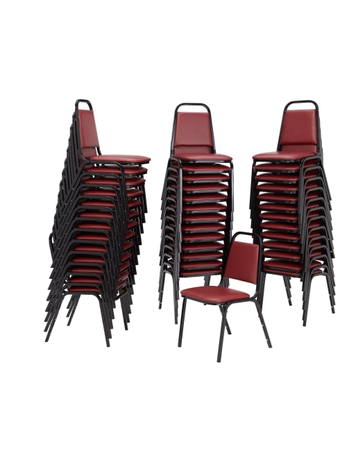 National Public Seating Standard Vinyl Padded Banquet Stack Chair Burgundyblack Pack Of 40 Office Depot