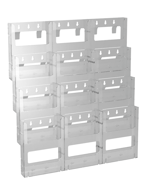 Azar Displays Wall Mount Brochure Holder Bifold 12 Pockets 15 X 19 Office Depot