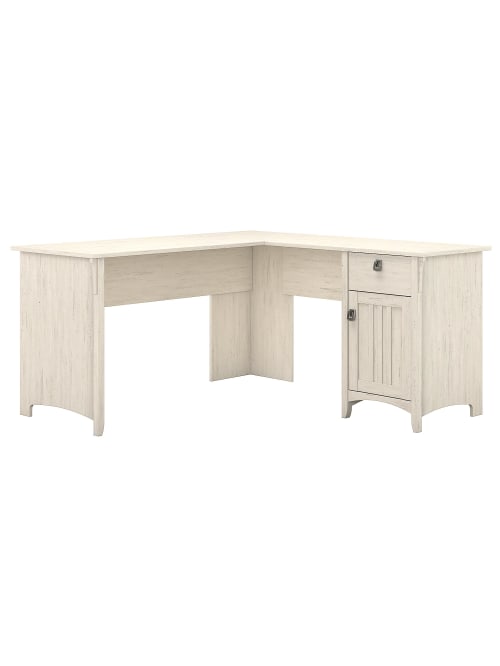 Bush Furniture Salinas L Shaped Desk With Storage Antique White Standard Delivery Office Depot