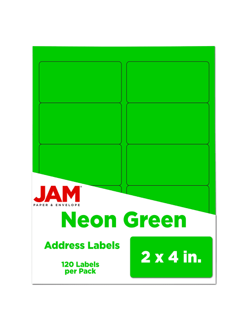 Jam Paper Rectangular Mailing Address Labels 2 X 4 Neon Green Pack Of 120 Office Depot