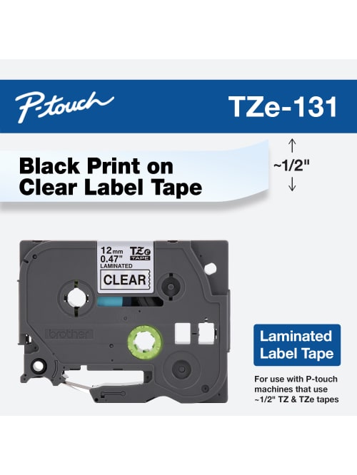 Brother Tze 131 Black On Clear Tape 0 5 X 26 2 Office Depot