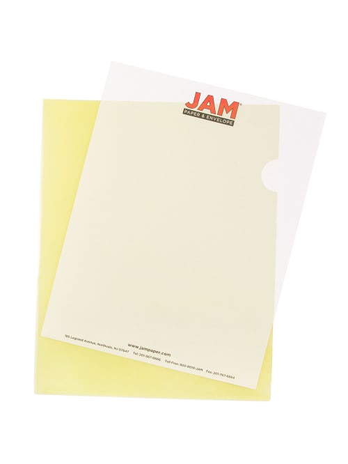 Jam Paper Plastic Sleeves 9 X 11 12 1 Capacity Yellow Pack Of 12 Office Depot