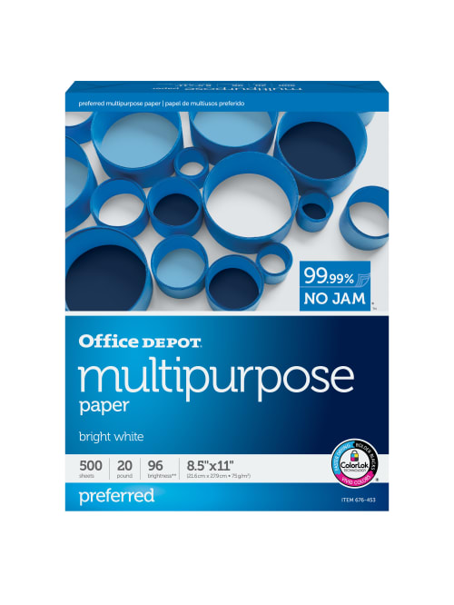 Yubbler - Office Depot Brand Copy Paper, Letter Size (8 1/2in x 11in),  White, Ream Of 500 Sheets