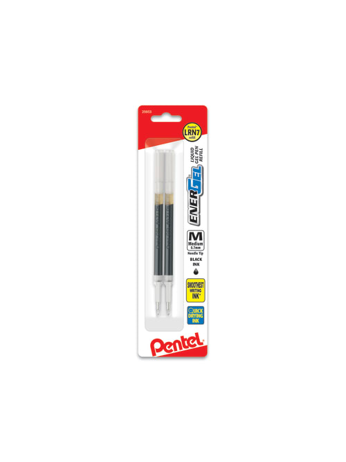 Pentel Energel Liquid Gel Pen Refills Needle Point 0 7 Mm Black Ink Pack Of 2 Office Depot