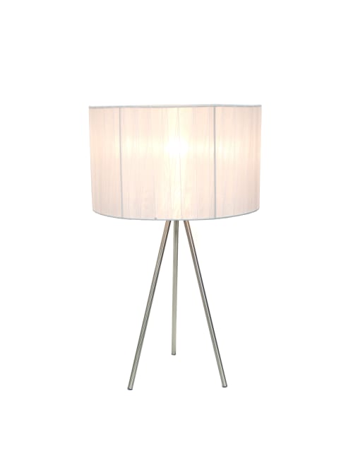 Simple Designs Tripod Table Lamp 19 34 H White Shadebrushed Nickel Base Office Depot