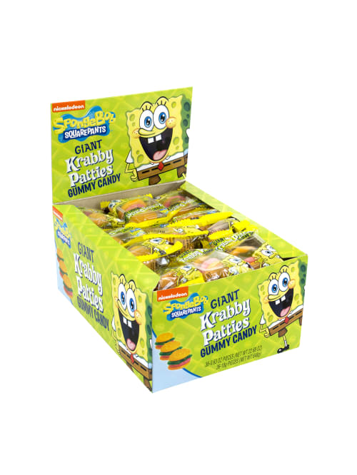 Spongebob Giant Krabby Patty Gummy Candy 0 7 Oz Packs Box Of 36 Packs Office Depot