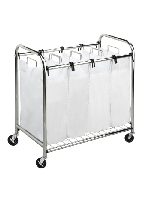 Honey Can Do Heavy Duty Quad Laundry Sorter Chromewhite Office Depot