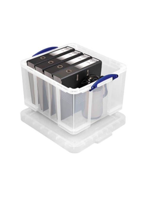 Really Useful Box Plastic Storage Container 42 Liters 12 X 14 X 20 Clear Office Depot