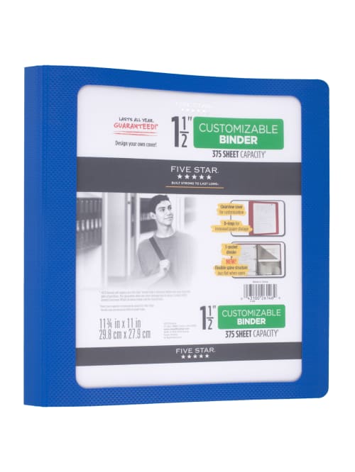 Five Star Poly View 3 Ring Binder 1 12 D Rings Assorted Colors Office Depot