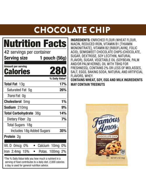 Famous Amos Chocolate Chip Cookies 2 Oz Bag Pack Of 30 Office Depot