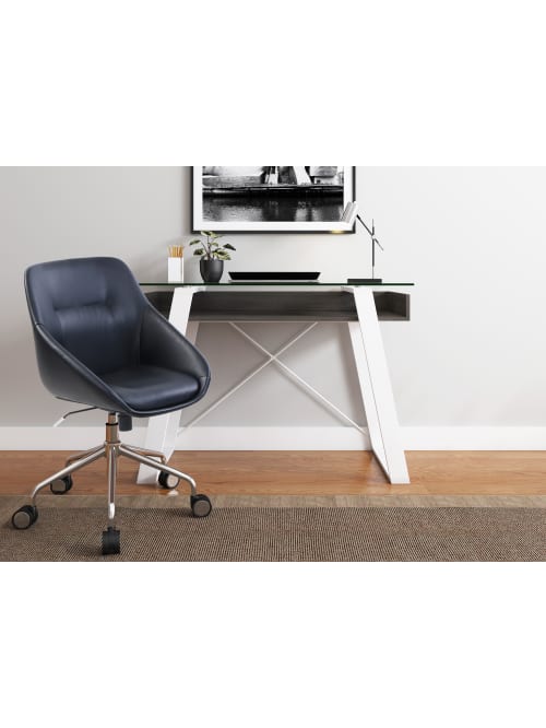 Elle D Cor Lara 42 W Writing Desk Cool Graysnow White Office Depot