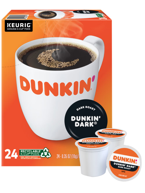 How much caffeine is in a dunkin donuts k cup Dunkin Donuts Dark Roast Carton Of 24 Office Depot