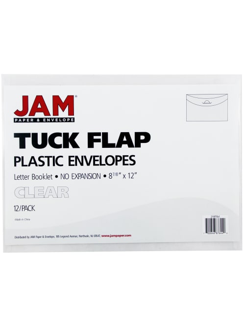 Jam Paper Plastic Envelopes Letter Size 8 78 X 12 Clear Pack Of 12 Office Depot