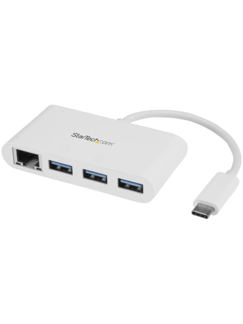 Startech Com 3 Port Usb C Hub With Gigabit Ethernet Usb C To 3x Usb A Usb 3 0 White Usb Hub With Gbe Usb C To Usb Adapter Usb Type C Hub Usb