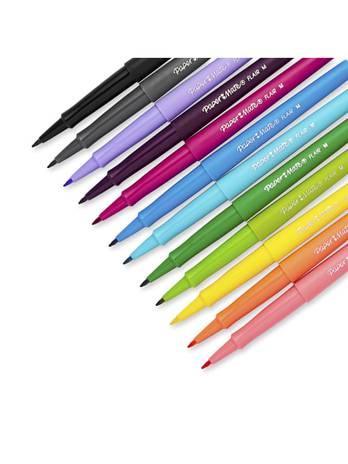 Paper Mate Flair Tropical Vacation Felt Tip Pens Medium Point 0 7 Mm Assorted Colors Pack Of 12 Office Depot