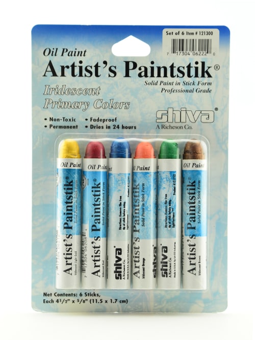 Shiva Artists Paintstik Oil Color Set Iridescent Primary Colors Set Set Of 6 Office Depot