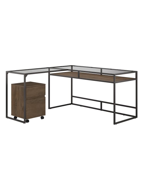 Bush Furniture Anthropology 60 W Glass, File Cabinet Desk Top