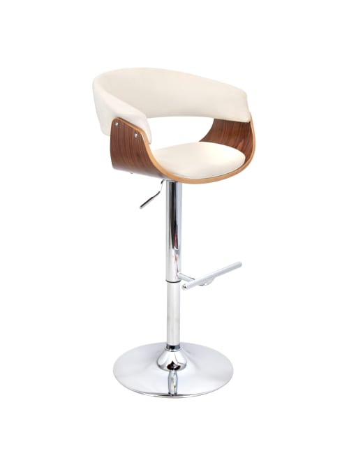 Lumisource Vintage Adjustable Bar Stool Creamchromewalnut Office Depot