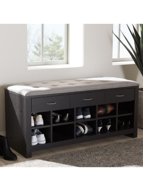 Baxton Studio Entryway Bench Grayespresso Office Depot