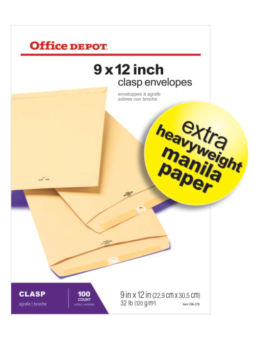 Office Depot Brand Clasp Envelopes 9 X 12 Manila Box Of 100 Office Depot