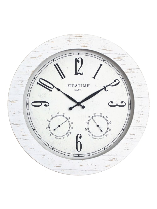 Firstime And Co Shiplap Planks Outdoor Wall Clock Aged White Office Depot