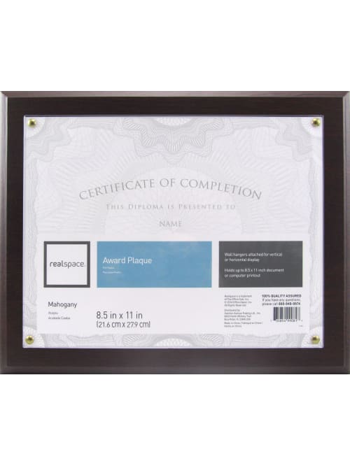 Realspace Award Plaque Mahogany Office Depot