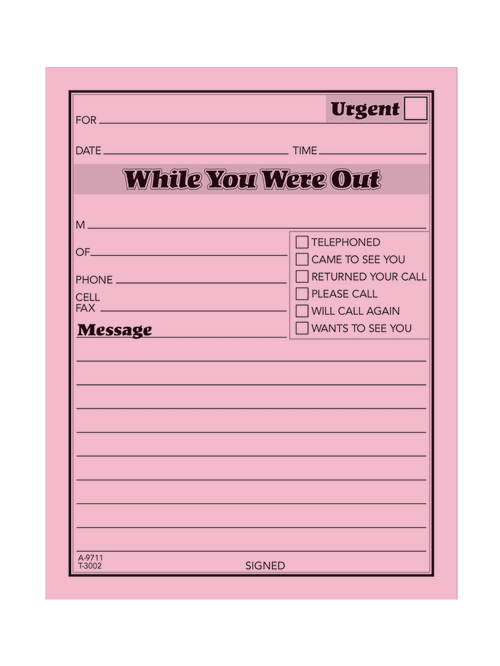 Adams While You Were Out Pads Office Depot Si te ha gustado el. adams while you were out message pads 4 1 4 x 5 1 2 50 sheets pink pack of 12 item 307264