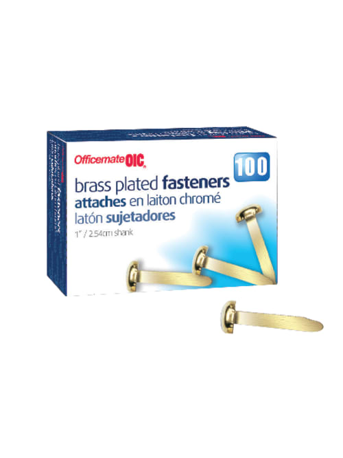 Oic Brass Plated Paper Fastener No 4 1 Box Of 100 Office Depot