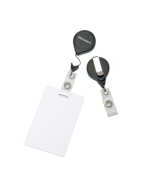 Retractable Id Badge Holder Black Office Depot