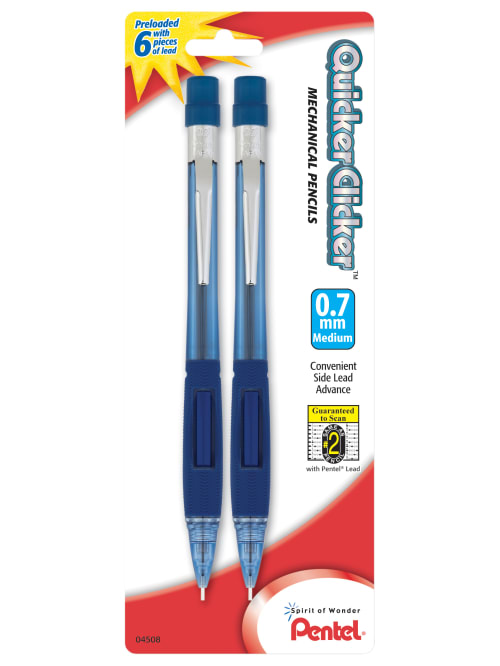 Pentel Quicker Clicker Mechanical Pencil 0 7mm 2 Lead Transparent