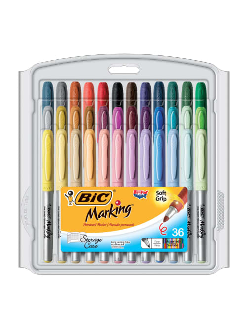 Bic Mark It Permanent Fashion Markers With Reusable Case Assorted Pack Of 36 Item 320654