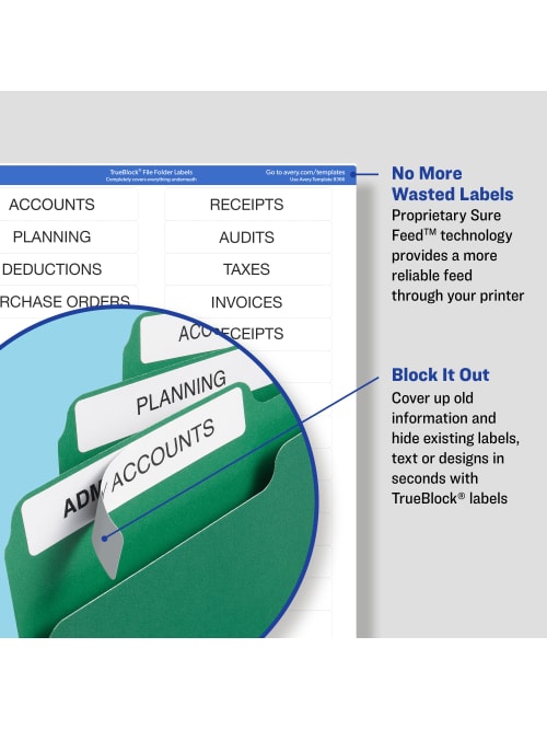 Avery Trueblock Permanent File Folder Labels 8366 2 3 X 3 7 16 White Pack Of 750 Item 327025