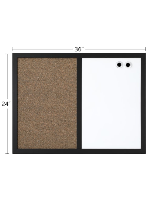 Realspace Magnetic Dry Erase Whiteboardcork Bulletin Board 24 X 36 Black Frame Office Depot