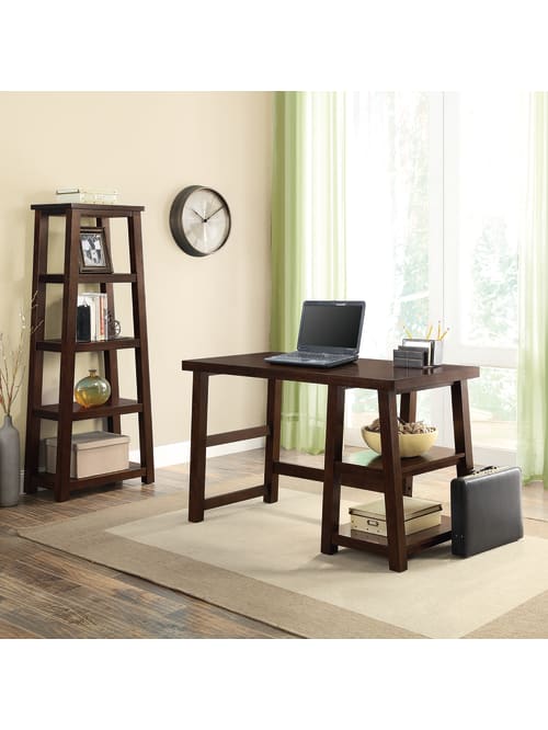 Whalen Triton 5 Shelf Bookcase Walnut Office Depot