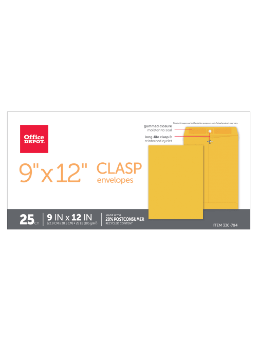 Office Depot Brand Clasp Envelopes 9 X 12 Brown Kraft Pack Of 25 Envelopes Office Depot