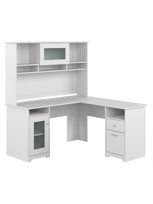 Bush Cabot L Desk Whutch 60 W White Office Depot