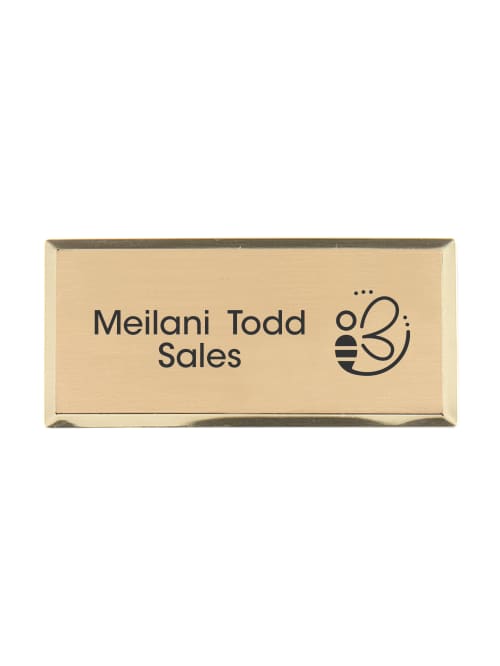 Custom Laser Engraved Metal Name Badge 1 14 X 2 34 Gold Office Depot