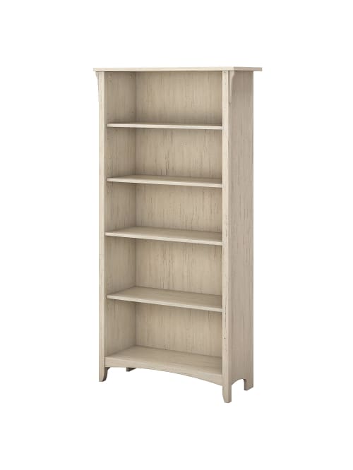 Bush Furniture Salinas 5 Shelf Bookcase Antique White Standard Delivery Office Depot