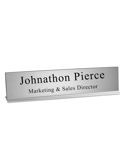 Custom Engraved Plastic Desk Signs With Metal Holder 2 X 10 Office Depot